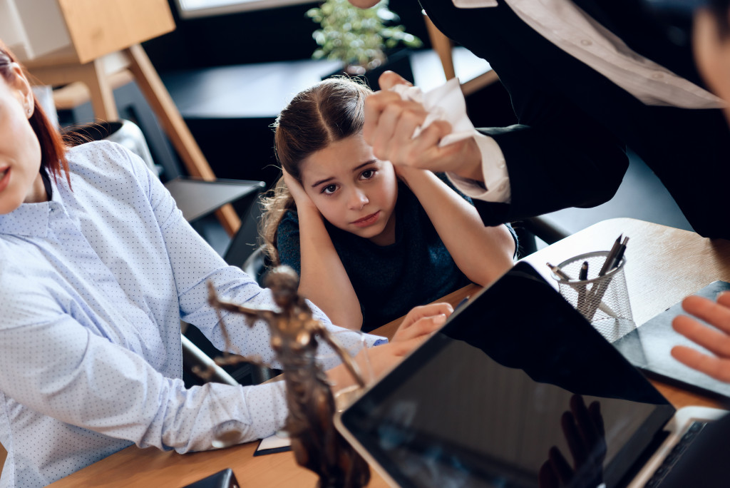 Couple discussing child custody